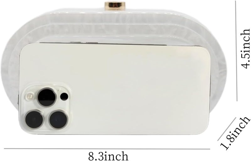 GSYPS Acrylic Evening Clutch Bag for Women Shell Shape Shoulder Crossbody Bag Glitter Marble Purse Handbag - Image 2